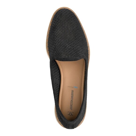 NEW JOHNSTON AND MURPHY Suede Mitzi Perforated Venetian Loafers black for women - Picture 5 of 9